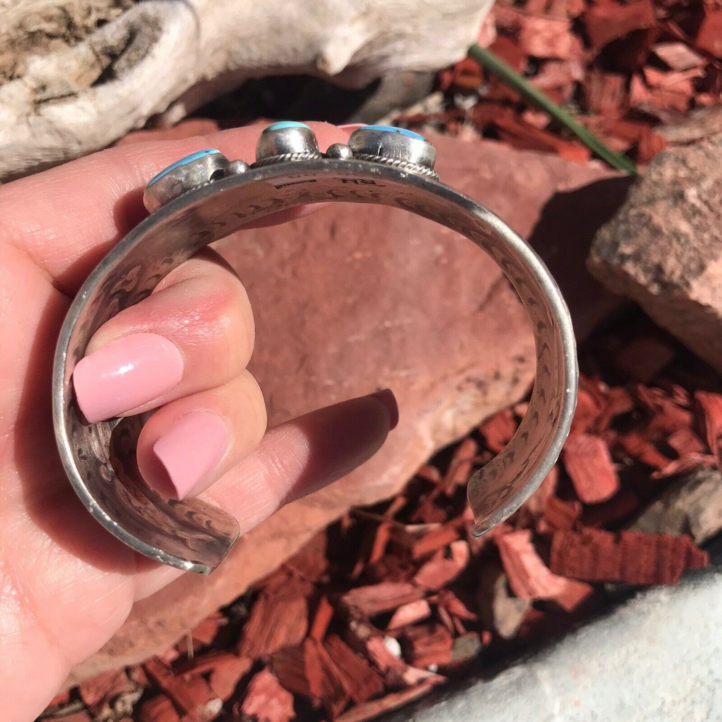 Handcrafted Golden Hill Turquoise & Sterling Silver Cuff /