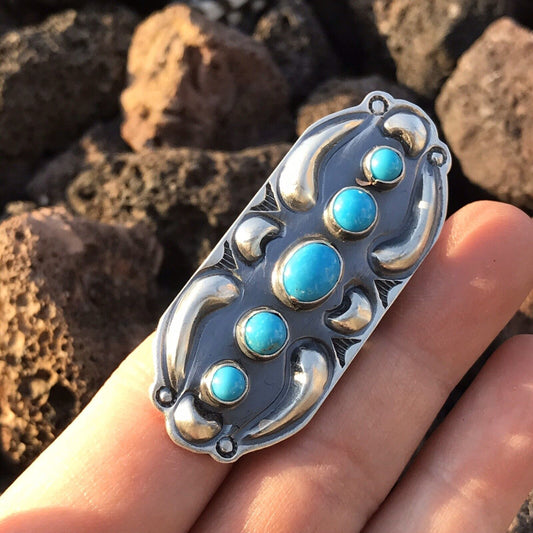 Handcrafted Sterling Silver  Turquoise 5 Stone Ring