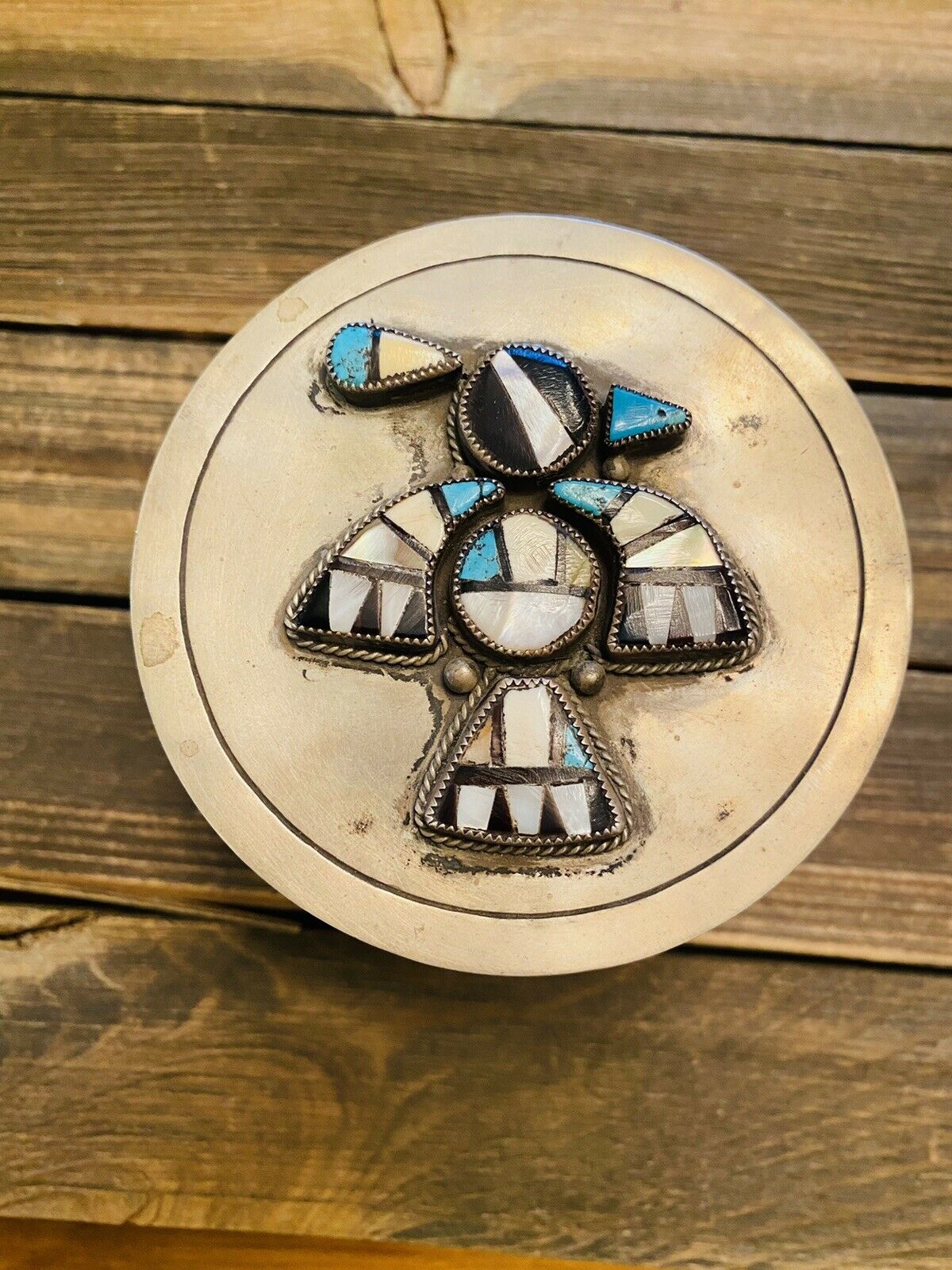 1950’s Vintage Handcrafted Sterling Silver & Multi Stone Thunderbird Jewelry Box