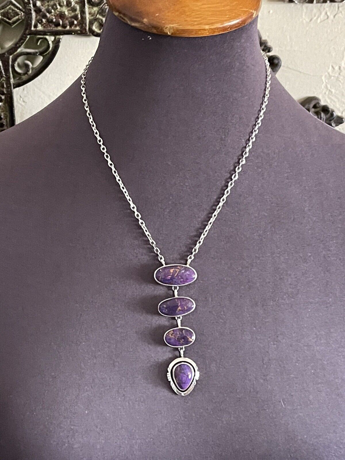 Handcrafted Purple Dream Mojave & Sterling Silver Lariat Necklace