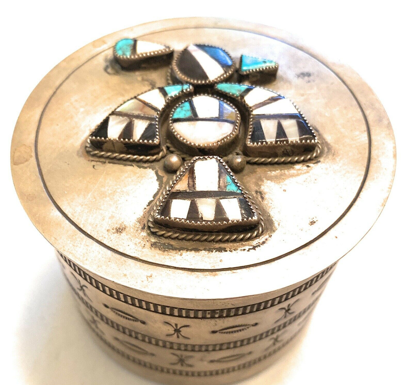 1950’s Vintage Handcrafted Sterling Silver & Multi Stone Thunderbird Jewelry Box