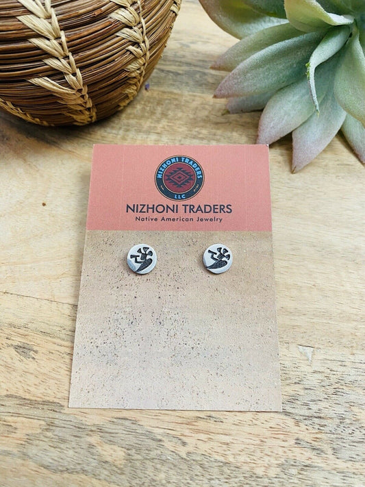 Handcrafted Overlaid Sterling Silver Kokopelli Stud Earrings