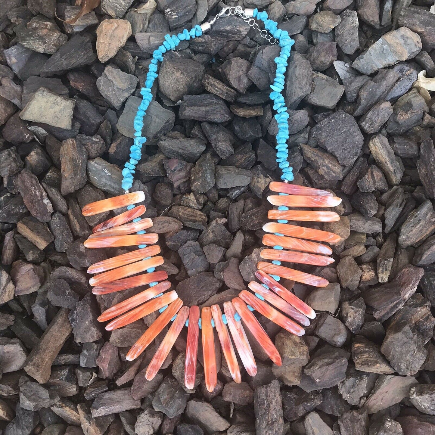 Handcrafted Sterling Turquoise Spiny Oyster Necklace