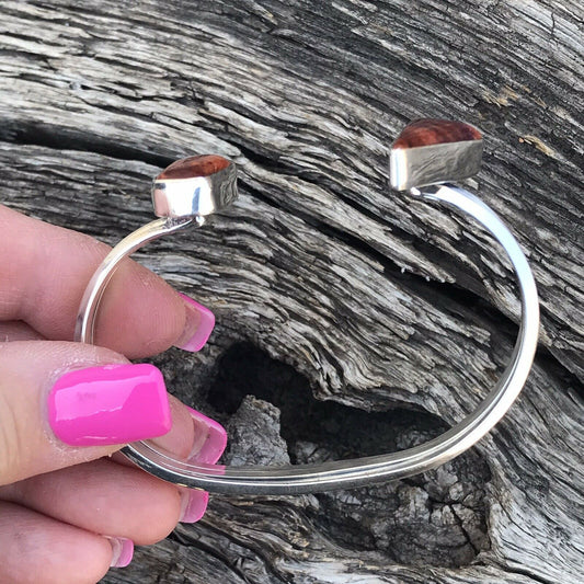 Handcrafted Spiny Oyster & Sterling Silver Bracelet Cuff Signed