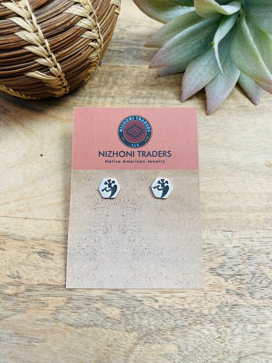 Handcrafted Overlaid Sterling Silver Kokopelli Stud Earrings