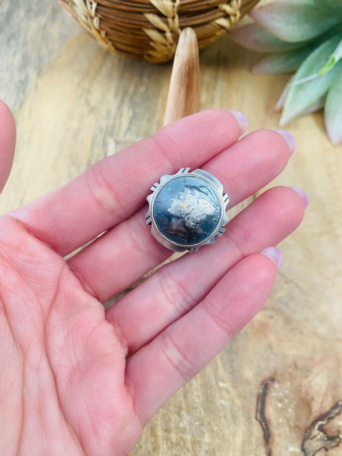Handcrafted Sterling Silver Liberty Dime Ring