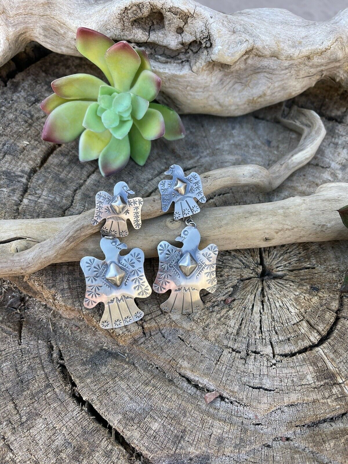 Handcrafted Sterling Silver Thunderbird Dangles by Tim Yazzie