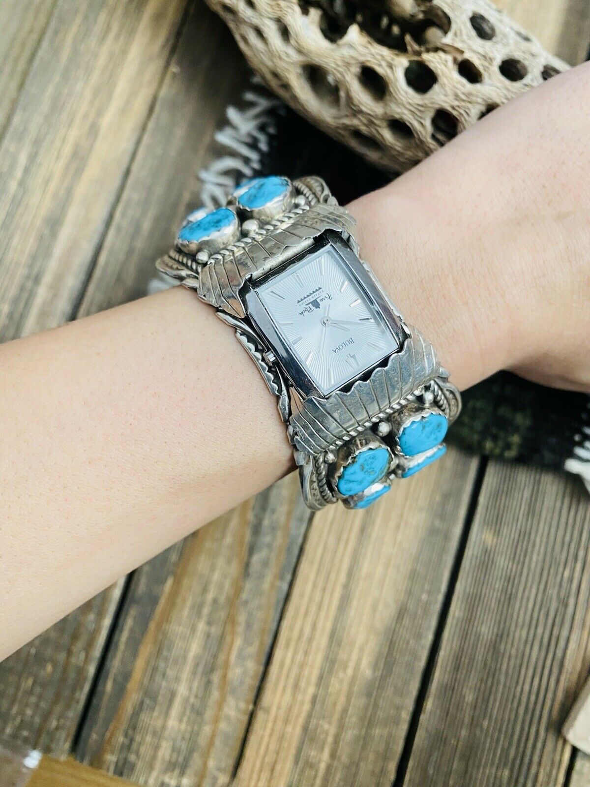 Handcrafted Vintage Old Pawn Kingman Turquoise & Sterling Silver Watch Cuff