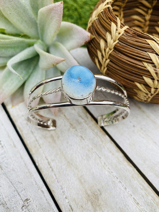 Handcrafted Golden Hills Turquoise Sterling Silver Cuff Bracelet