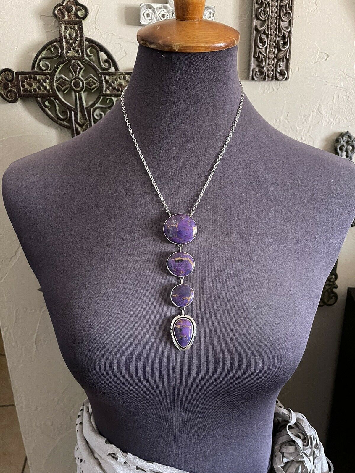 Handcrafted Purple Dream Mojave & Sterling Silver Lariat Necklace