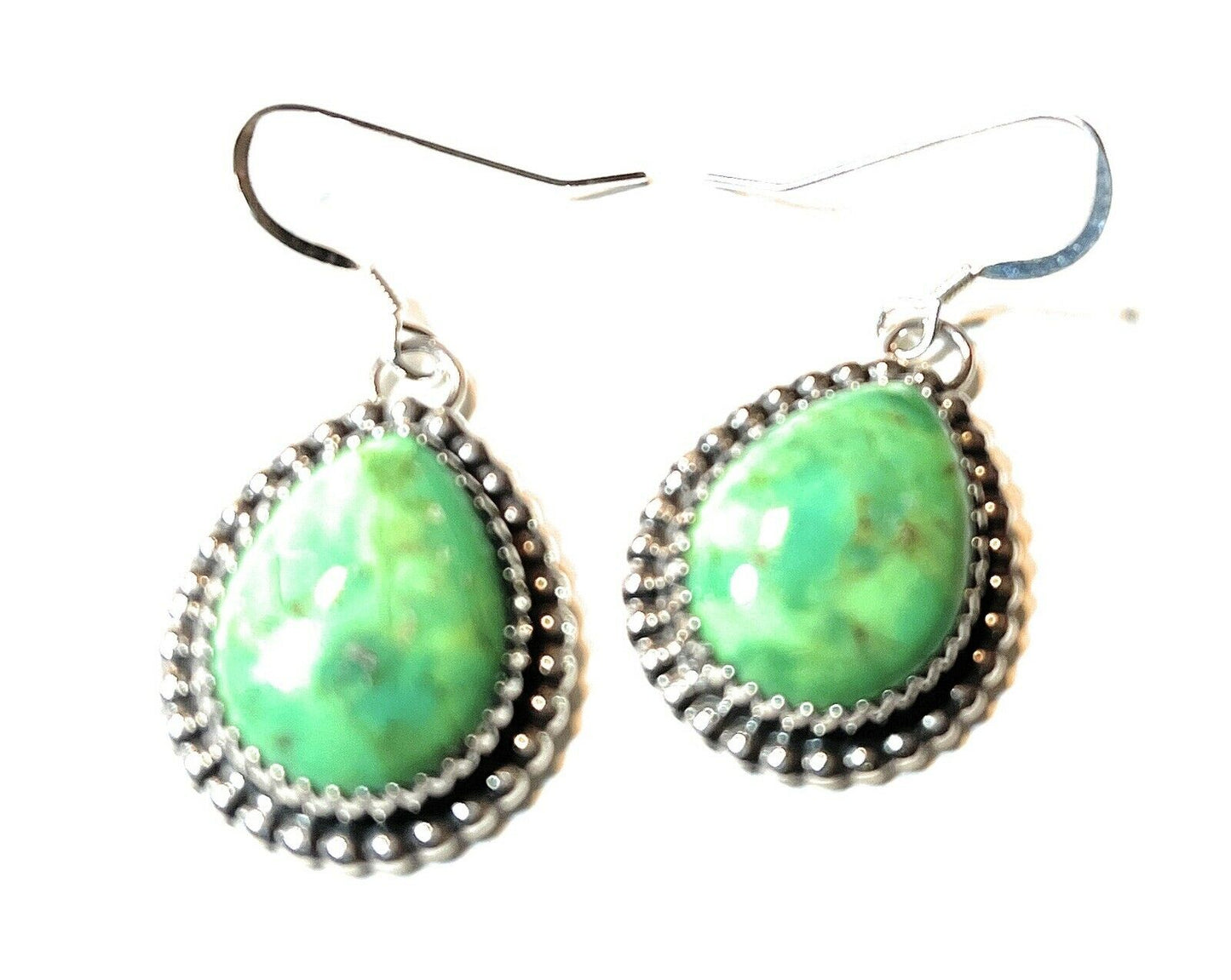 Sterling Silver Dyed Kingman Turquoise Wire Dangle Earrings