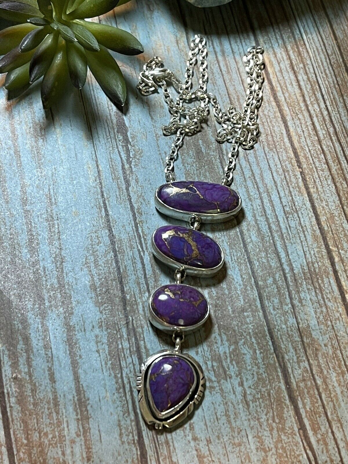 Handcrafted Purple Dream Mojave & Sterling Silver Lariat Necklace
