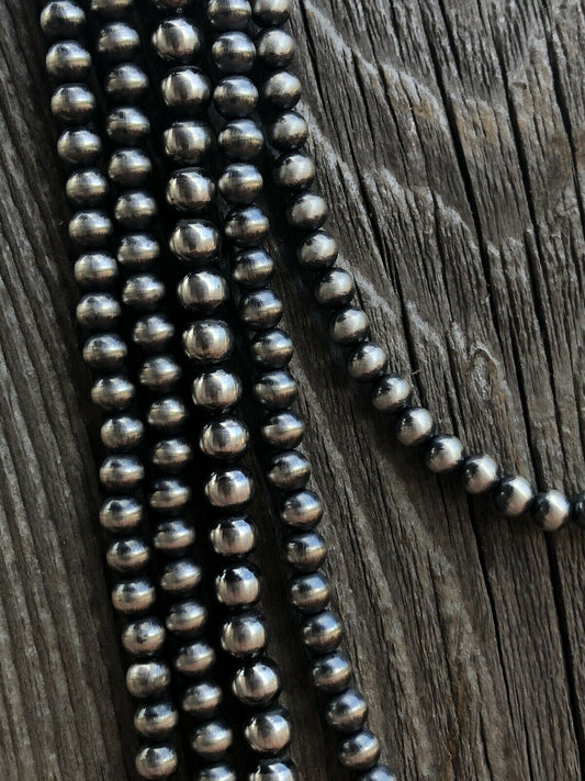 5mm Sterling Silver Pearl Style Beaded Necklace