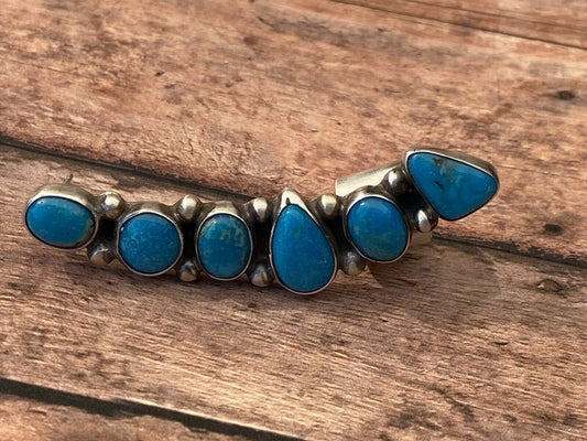 Handcrafted Sterling Silver & Turquoise Ear Cuff Signed