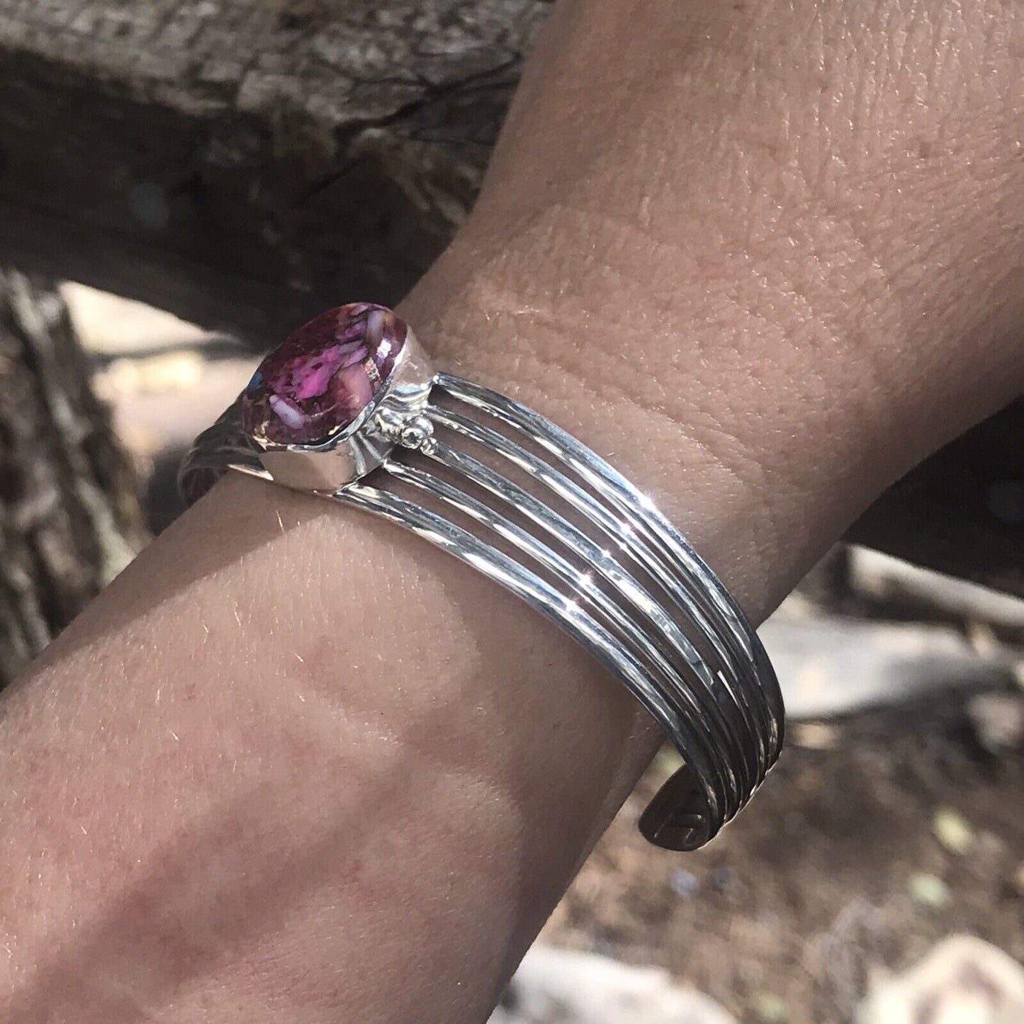 Handcrafted Pink Dream Mojave Sterling Silver Custom Cuff