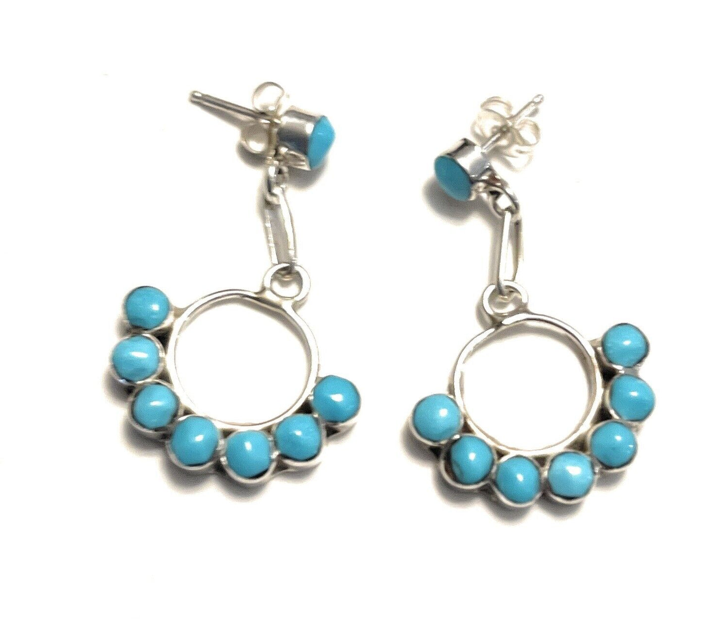 Zuni Sterling Silver & Turquoise Dangle Earrings