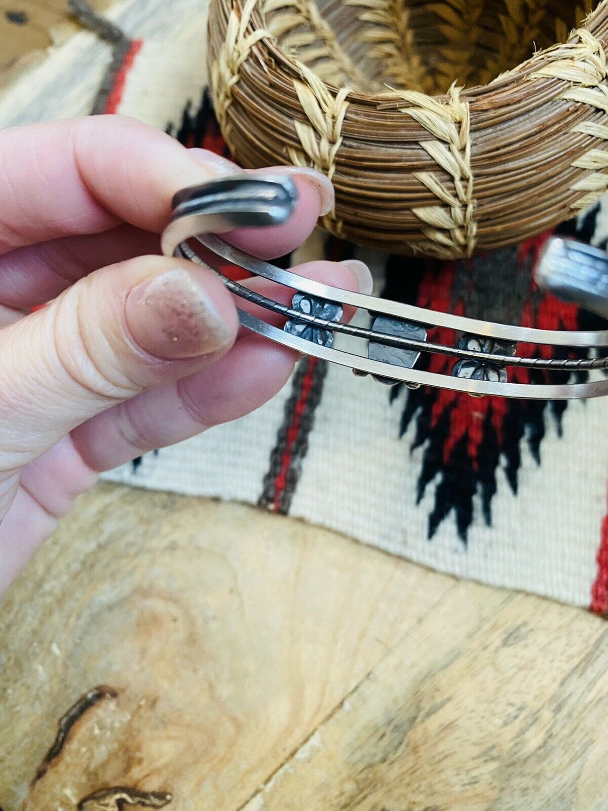 Navajo White Gibbsite & Sterling Silver Cuff Bracelet