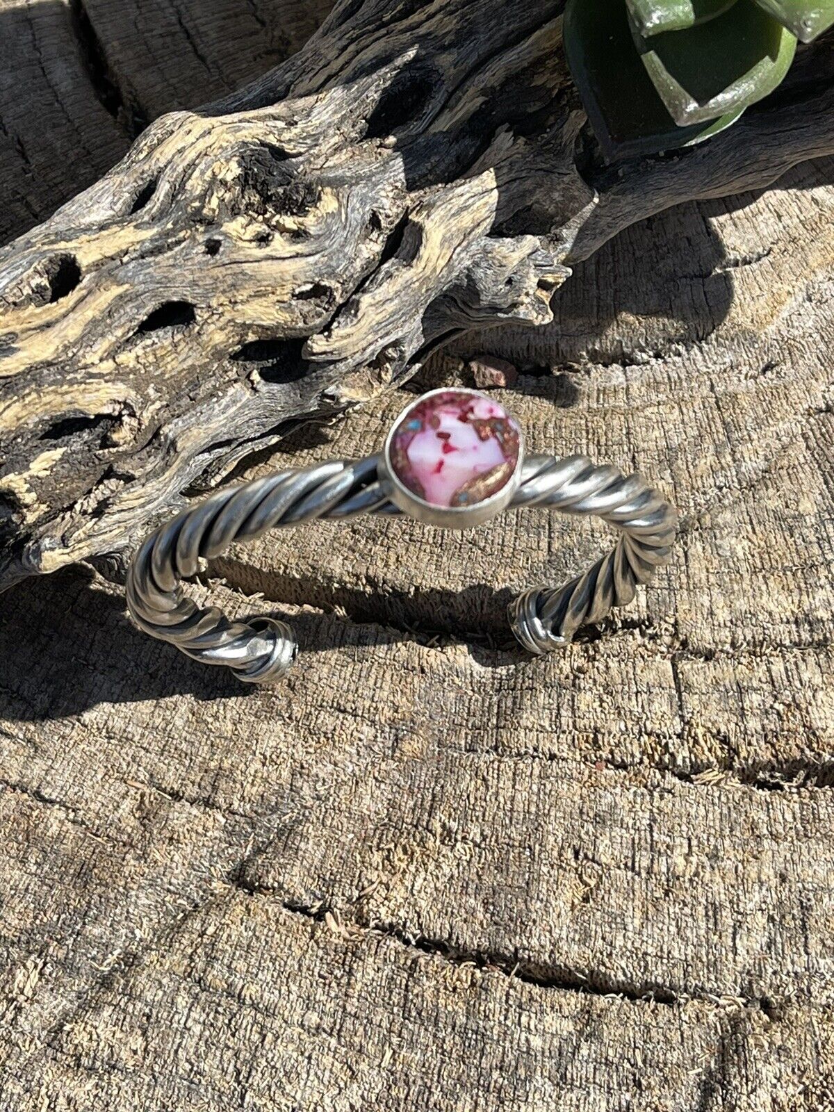 Handcrafted Pink Dream Mojave Sterling Silver Custom Cuff