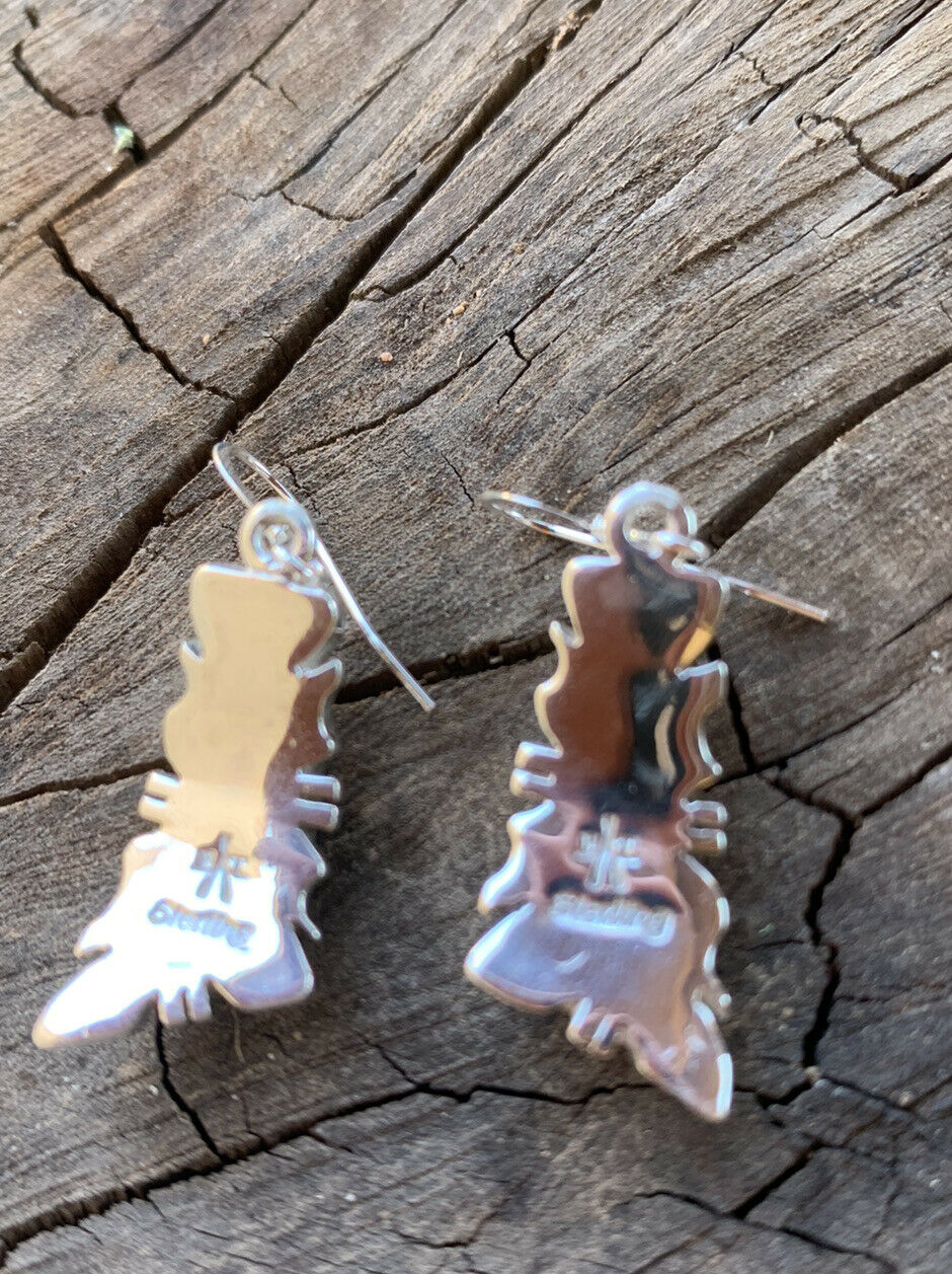 Handcrafted Pink Dream Mohave  Sterling Silver Wavy Dangle Earrings