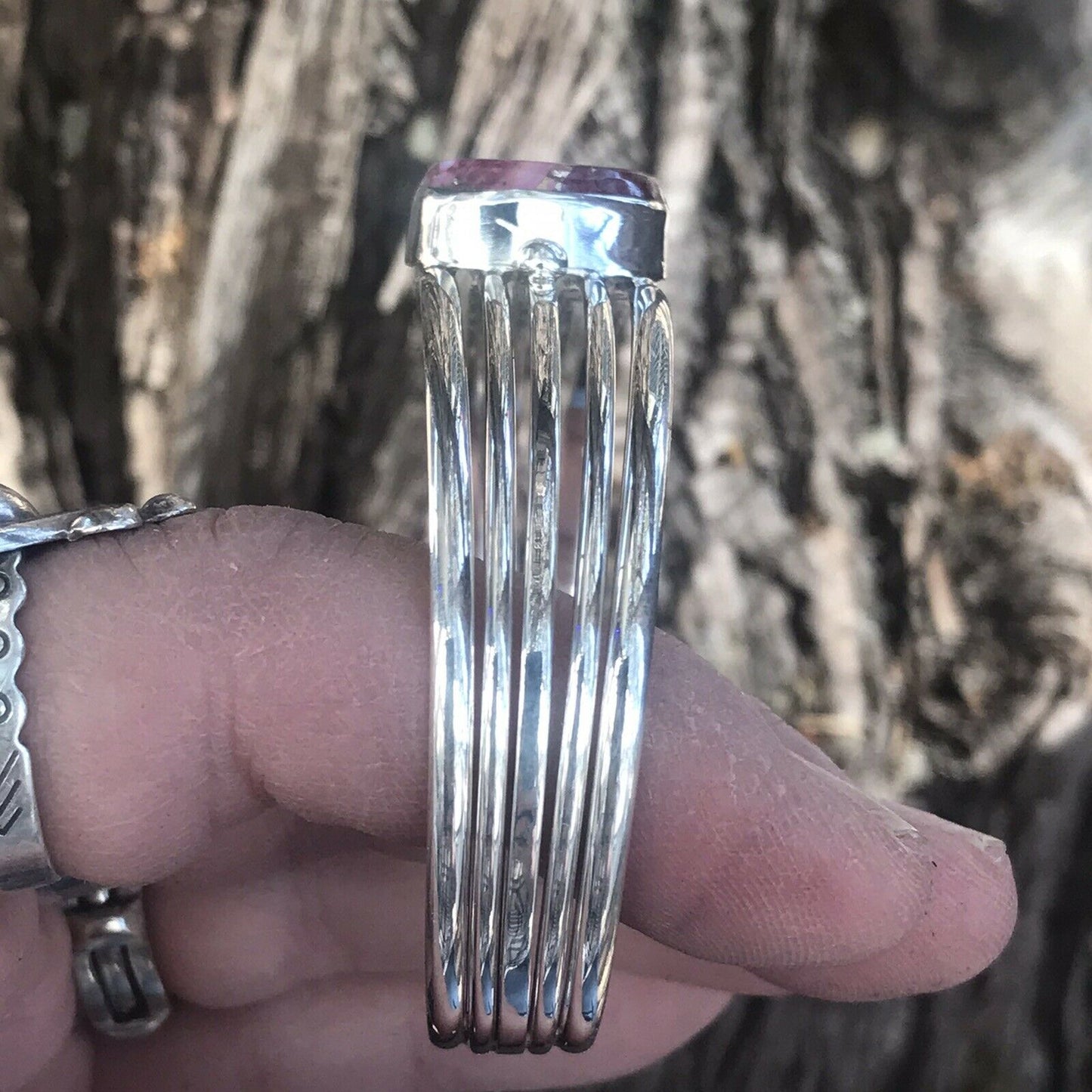 Handcrafted Pink Dream Mojave Sterling Silver Custom Cuff