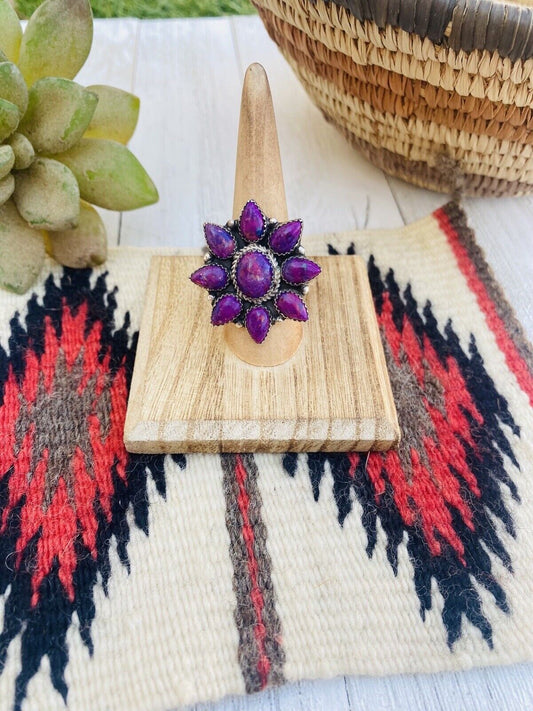 Handcrafted Sterling Silver & Purple Kingman Turquoise Cluster Ring