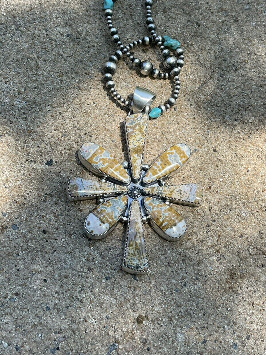 Handcrafted Sterling Silver Jasper Jumbo Cluster Pendant