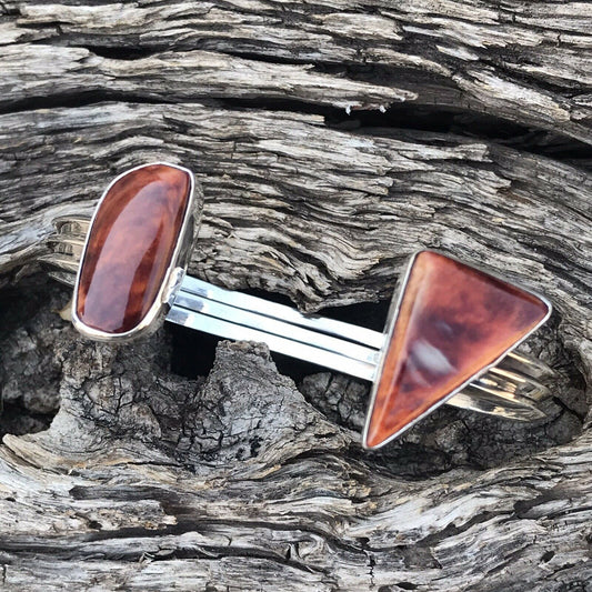 Navajo Spiny Oyster & Sterling Silver Bracelet Cuff Signed