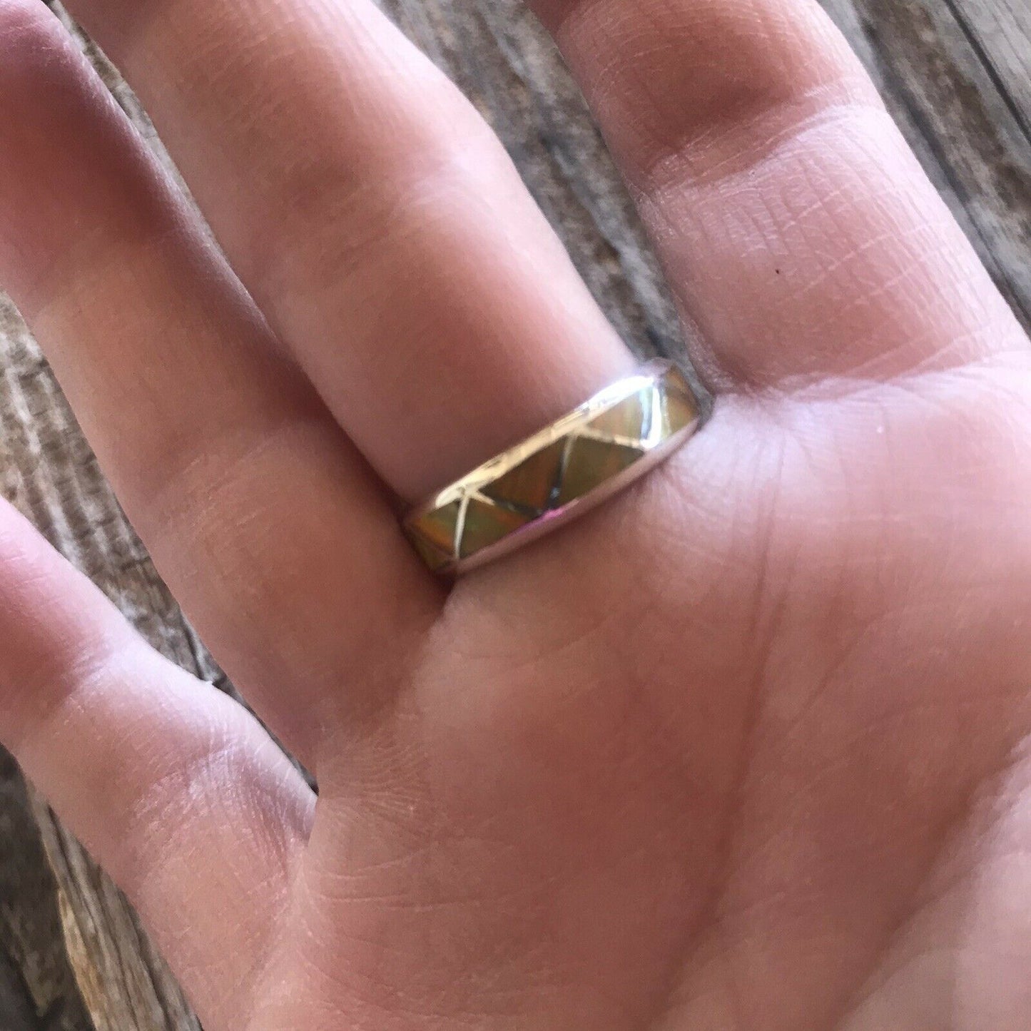 Handcrafted Sterling Silver Yellow Opal Band Ring