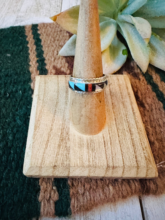 Handcrafted Sterling Silver & Multi Stone Inlay Ring