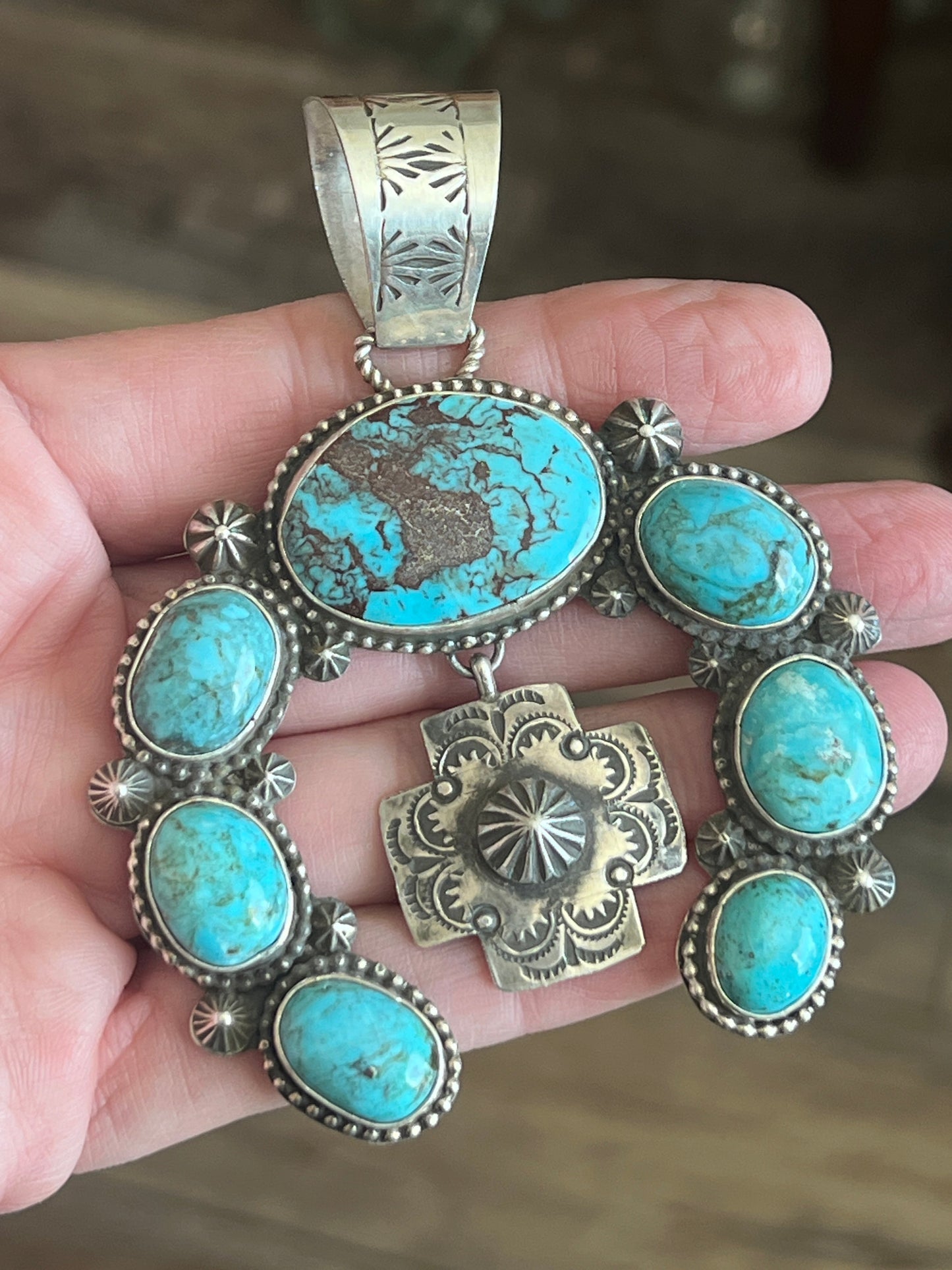 Handcrafted Sterling Silver and Egyptian Turquoise Naja Pendant by Rosella Paxson