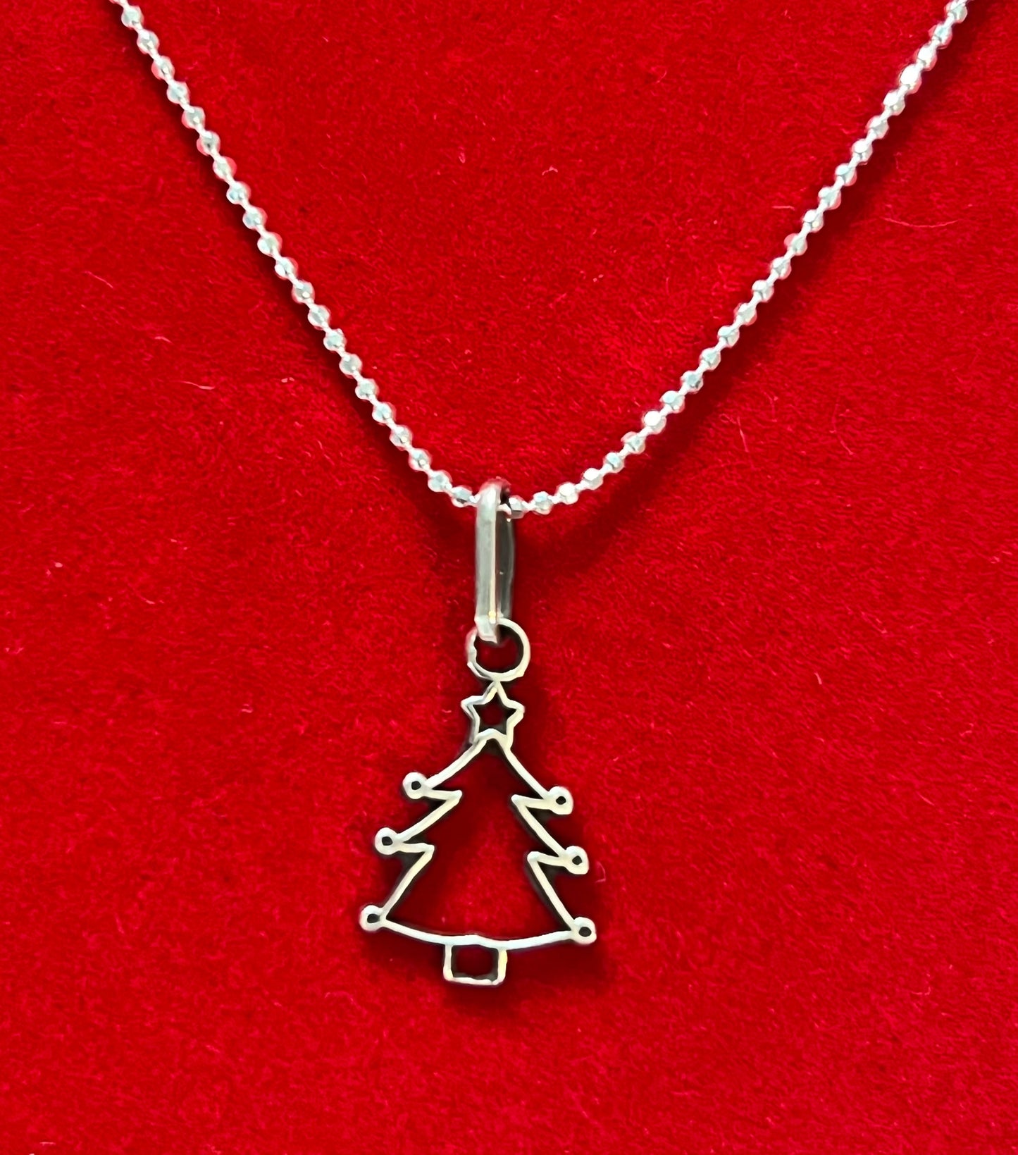 Sterling Silver Christmas Tree Pendant Necklace