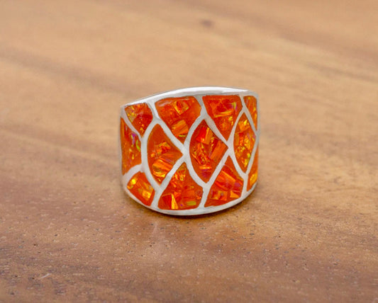 Orange Opal Sterling Silver Mermaid Ring
