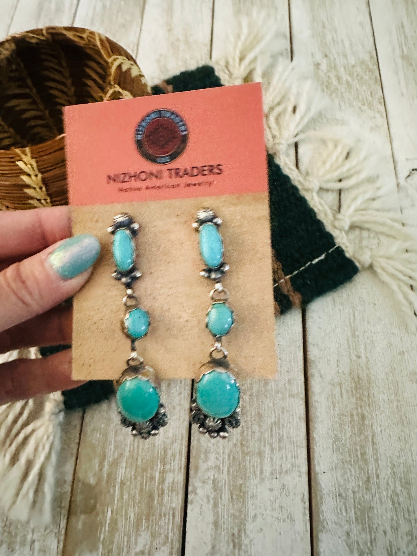 Handcrafted Sterling Silver & Turquoise Dangle Earrings