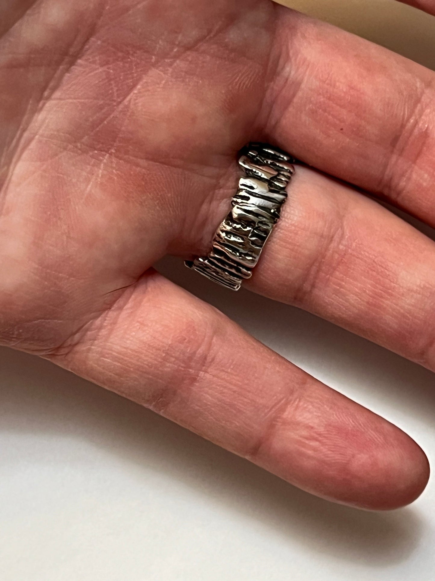 Textured Branches Sterling Silver Ring