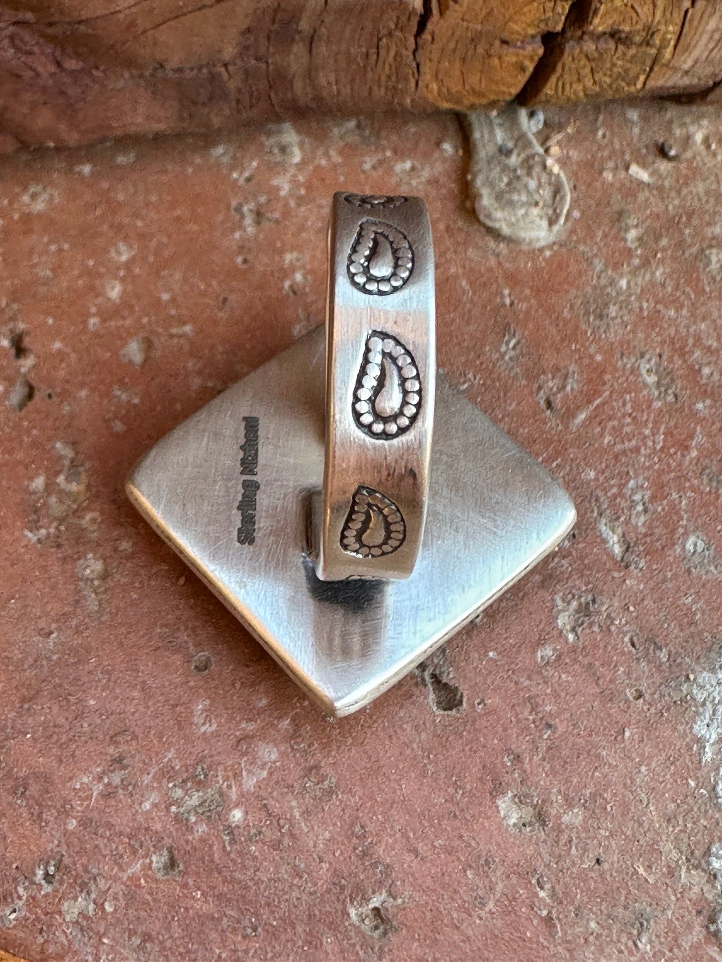 Beautiful Handmade Sterling Silver And Onyx Square Adjustable Ring