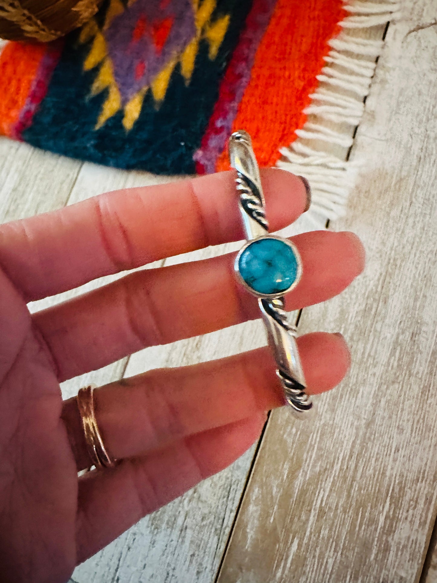 Handcrafted Sterling Silver & Morenci Turquoise Cuff Bracelet