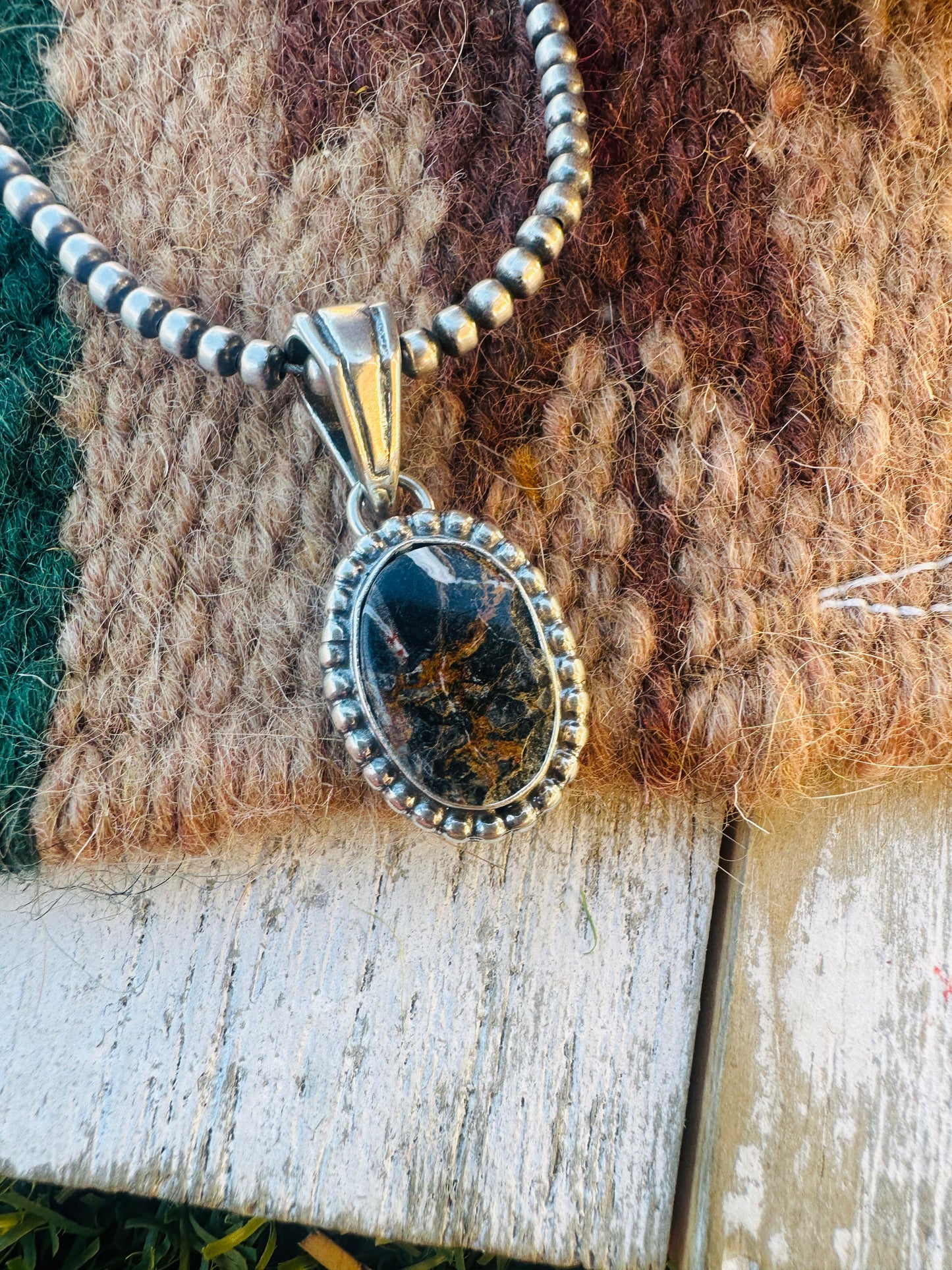 Handcrafted Sterling Silver & White Buffalo Pendant