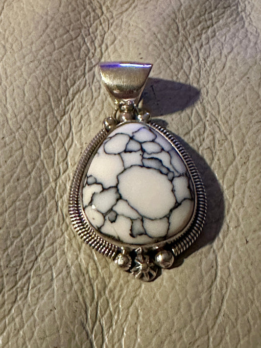 Handcrafted Sterling Silver & White Gibbsite Pendant