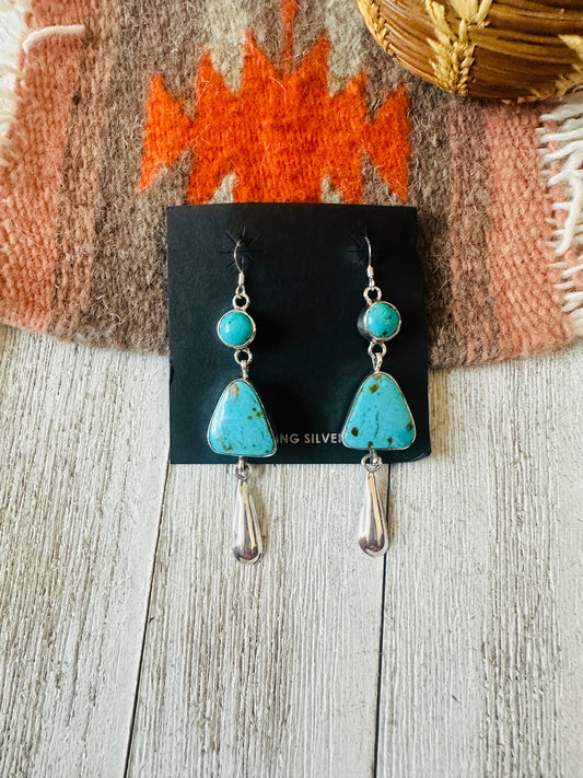 Handcrafted Turquoise And Sterling Silver Dangle Earrings
