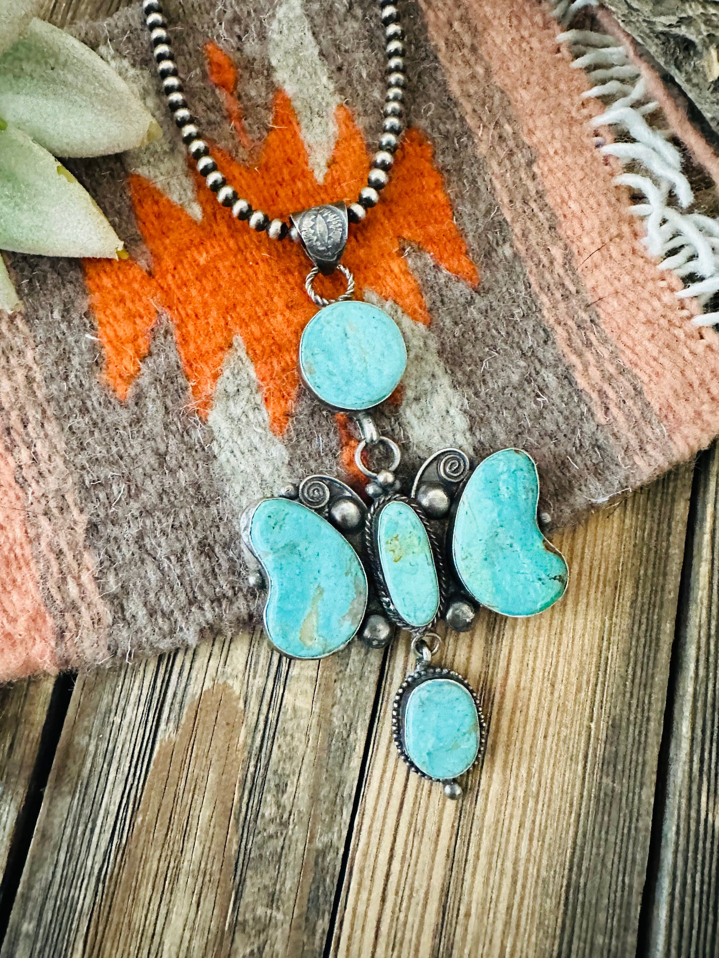 Handcrafted Royston Turquoise and Sterling Silver Pendant by Jacqueline Silver