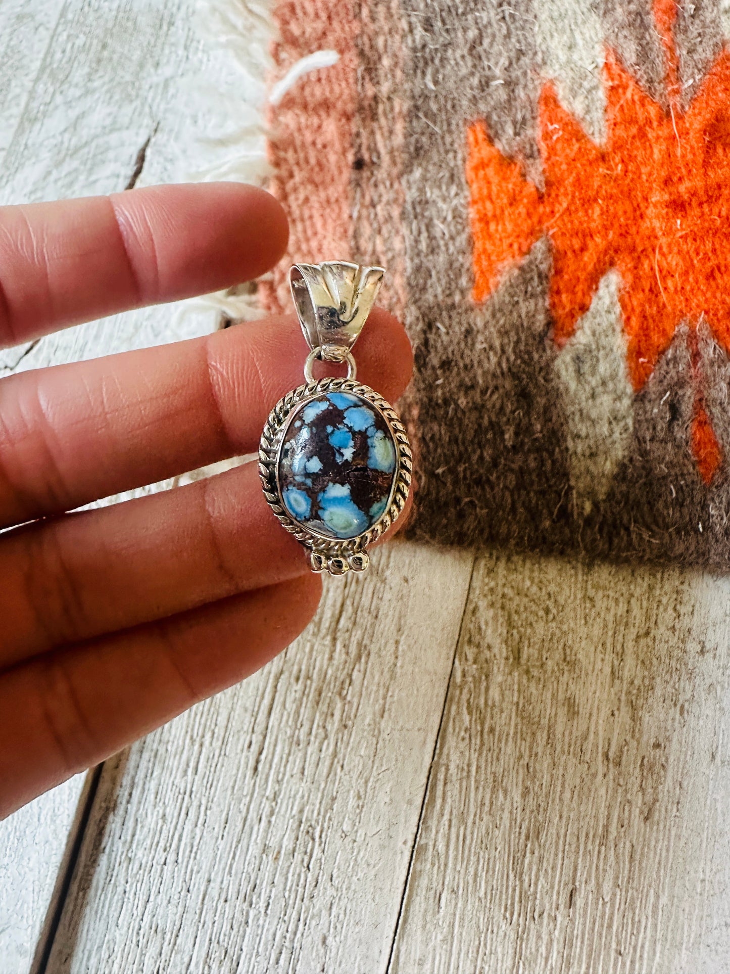 Handcrafted Golden Hills Turquoise and Sterling Silver Pendant