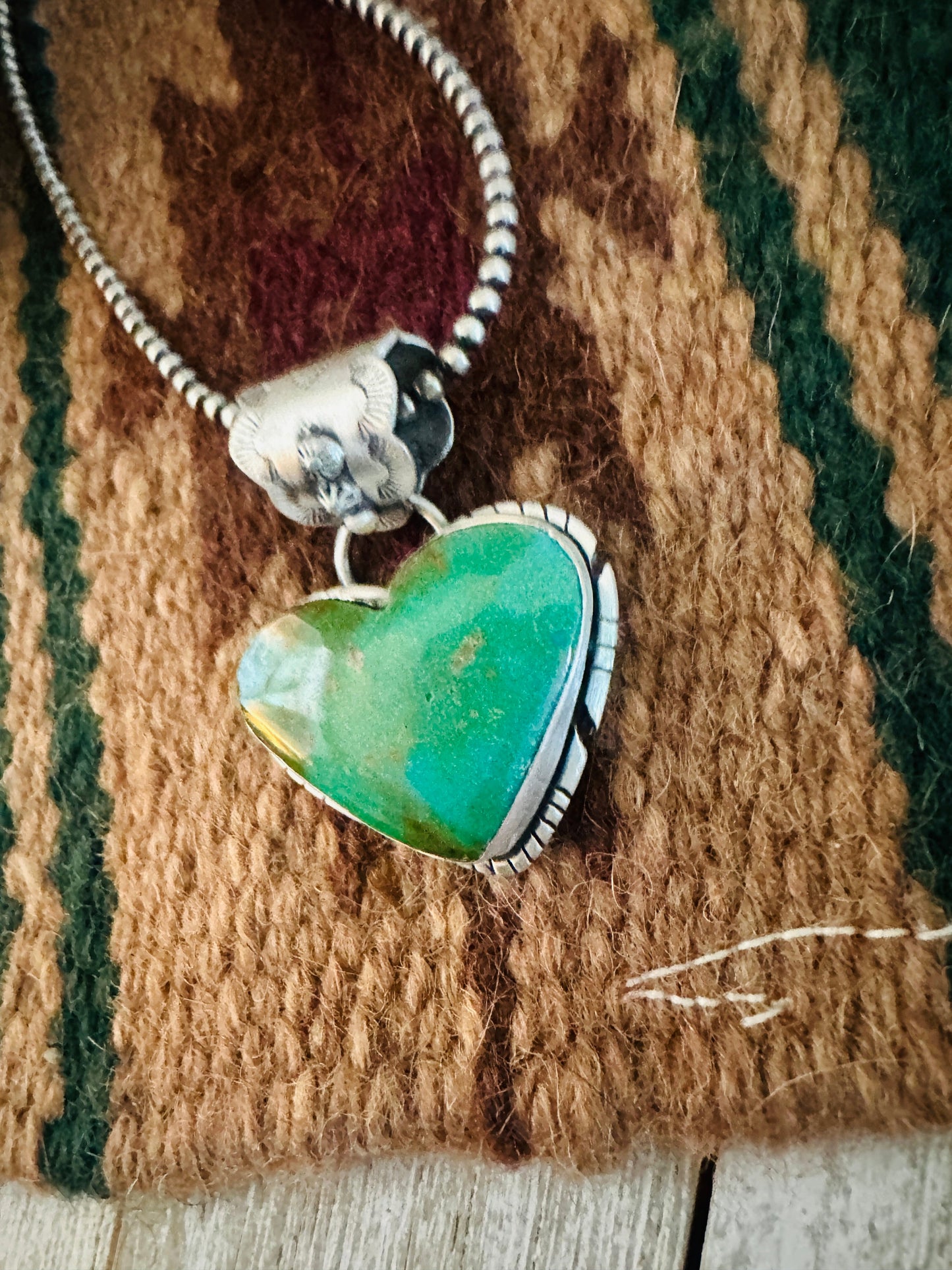 Handmade Turquoise & Sterling Silver Heart Pendant