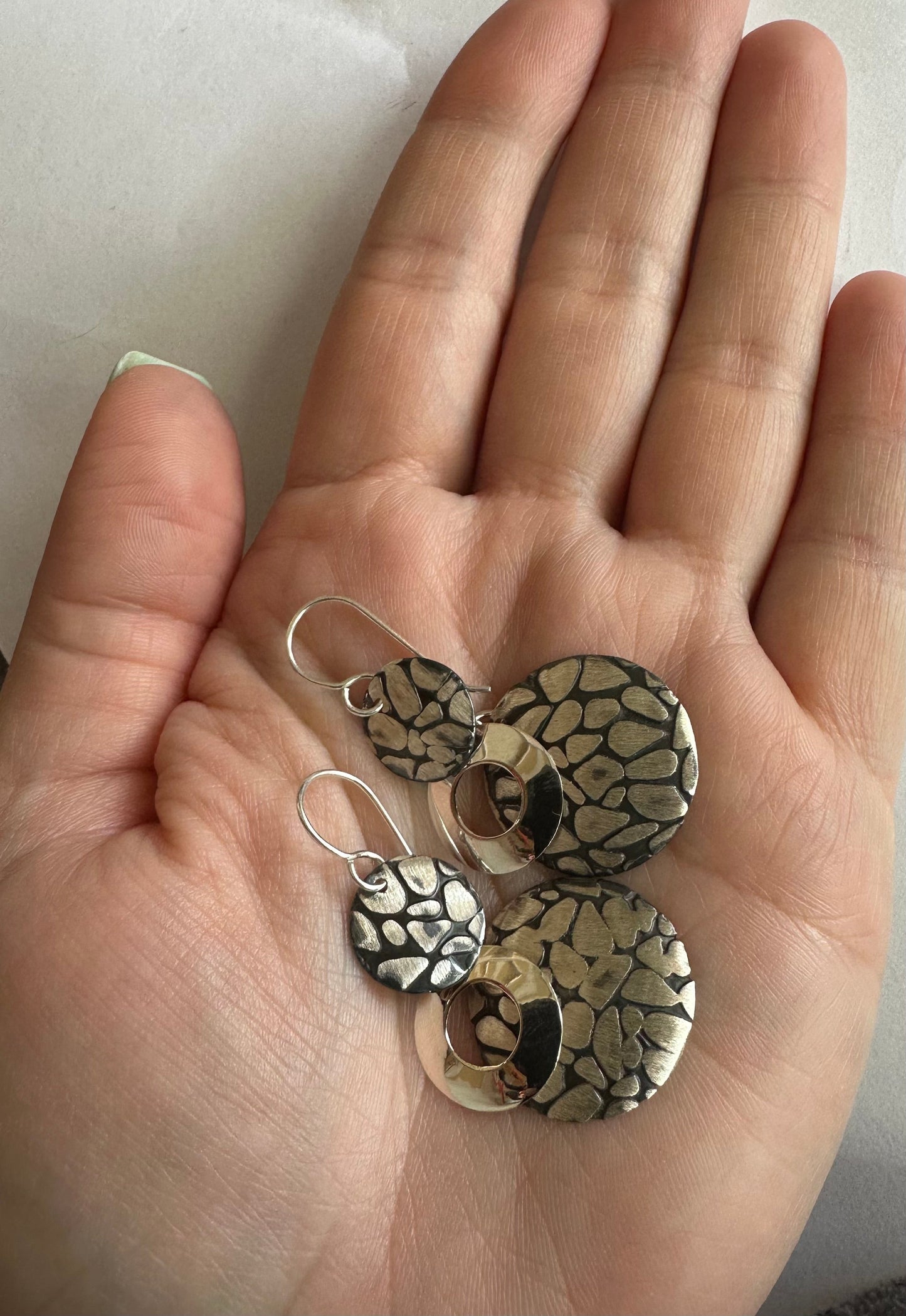 Cobblestone Discs Sterling Silver Earrings