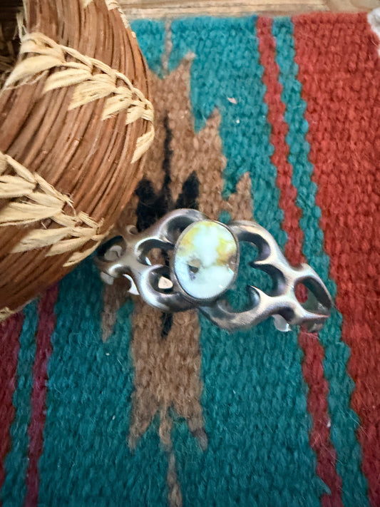 Handcrafted Palomino Turquoise & Sterling Silver Cuff Bracelet by Rick Tolino