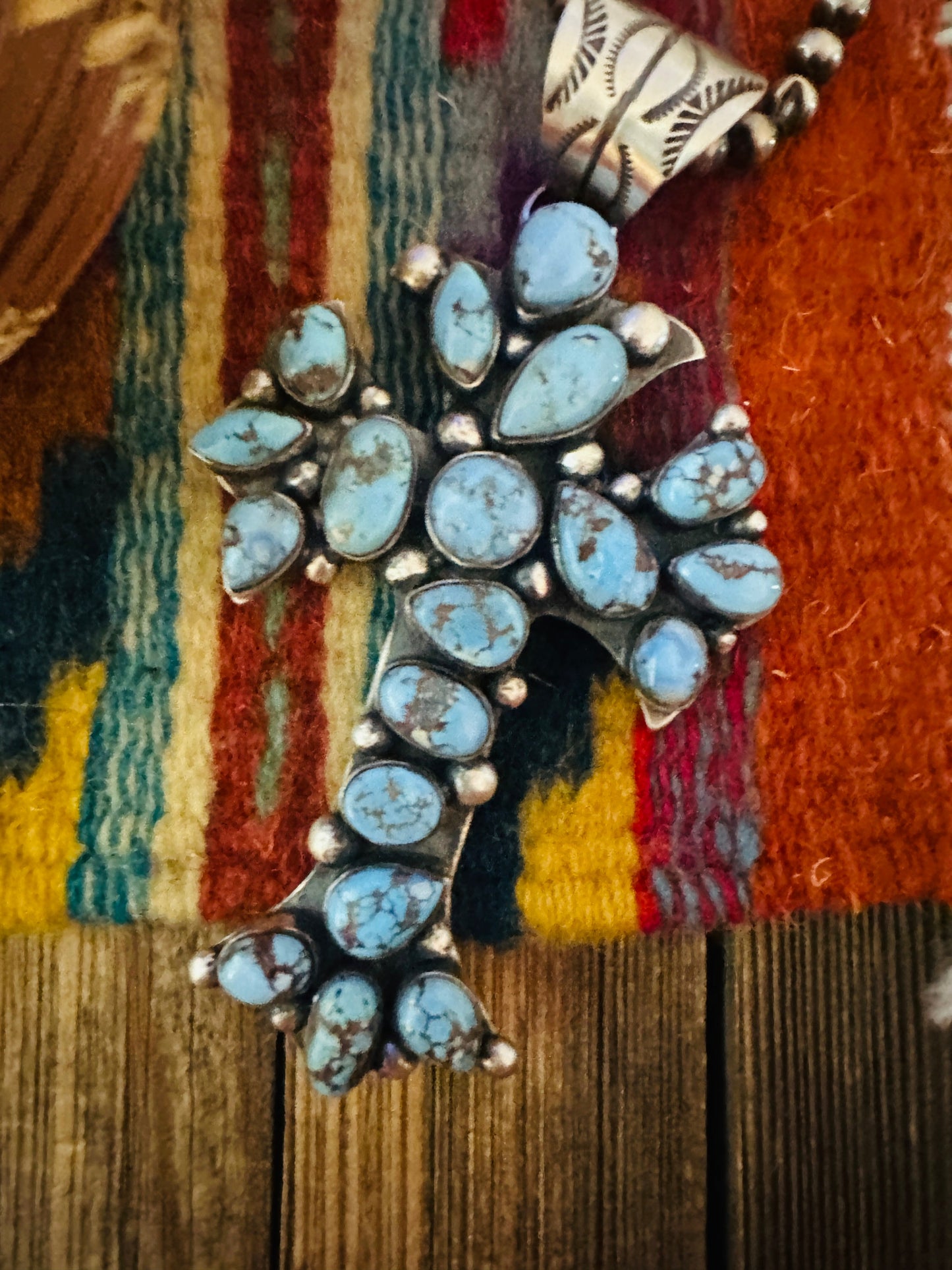 Handcrafted Golden Hills Turquoise & Sterling Silver Cross Pendant by Chimney Butte