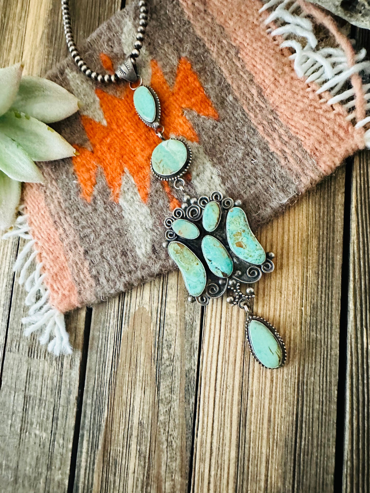 Handcrafted Royston Turquoise and Sterling Silver Pendant by Jacqueline Silver
