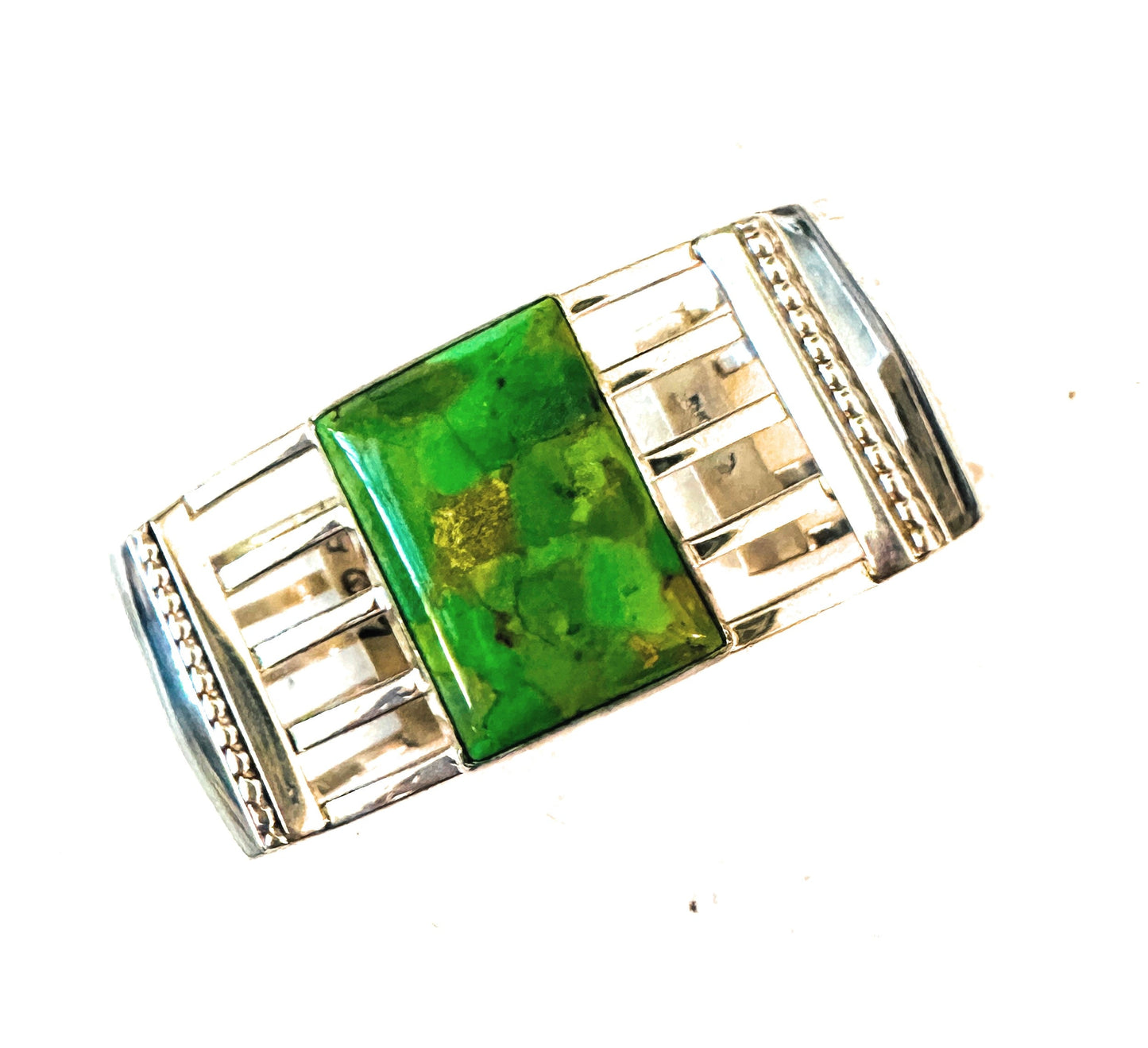 Handcrafted Green Mohave & Sterling Silver Cuff Bracelet