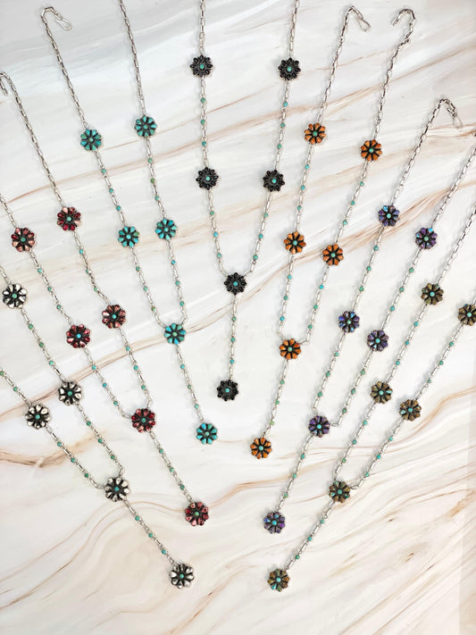 Handmade Sterling Silver Turquoise MULTI STONE Lariat Necklace