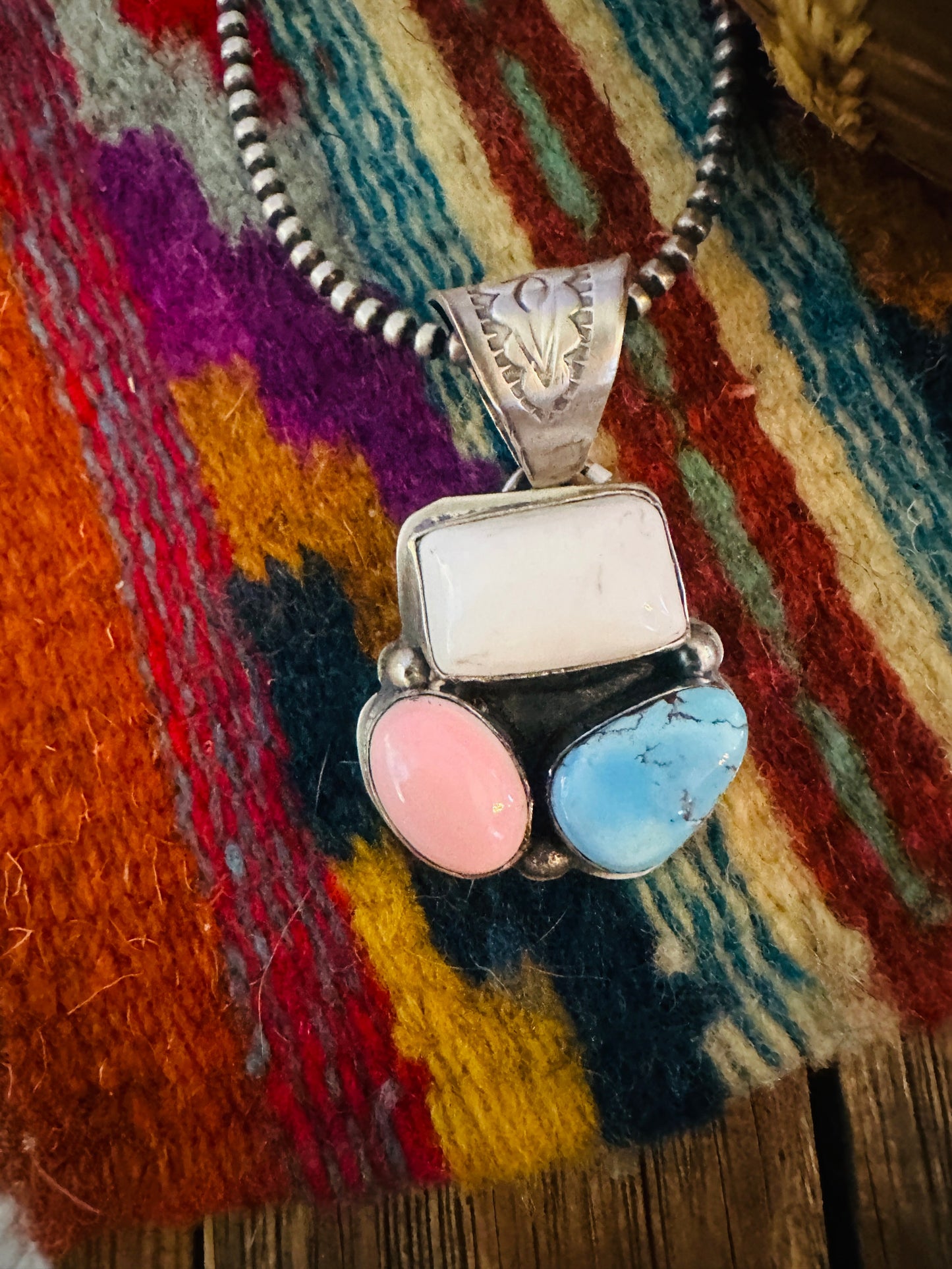 Handcrafted Sterling Silver and Multi Stone Cluster Pendant