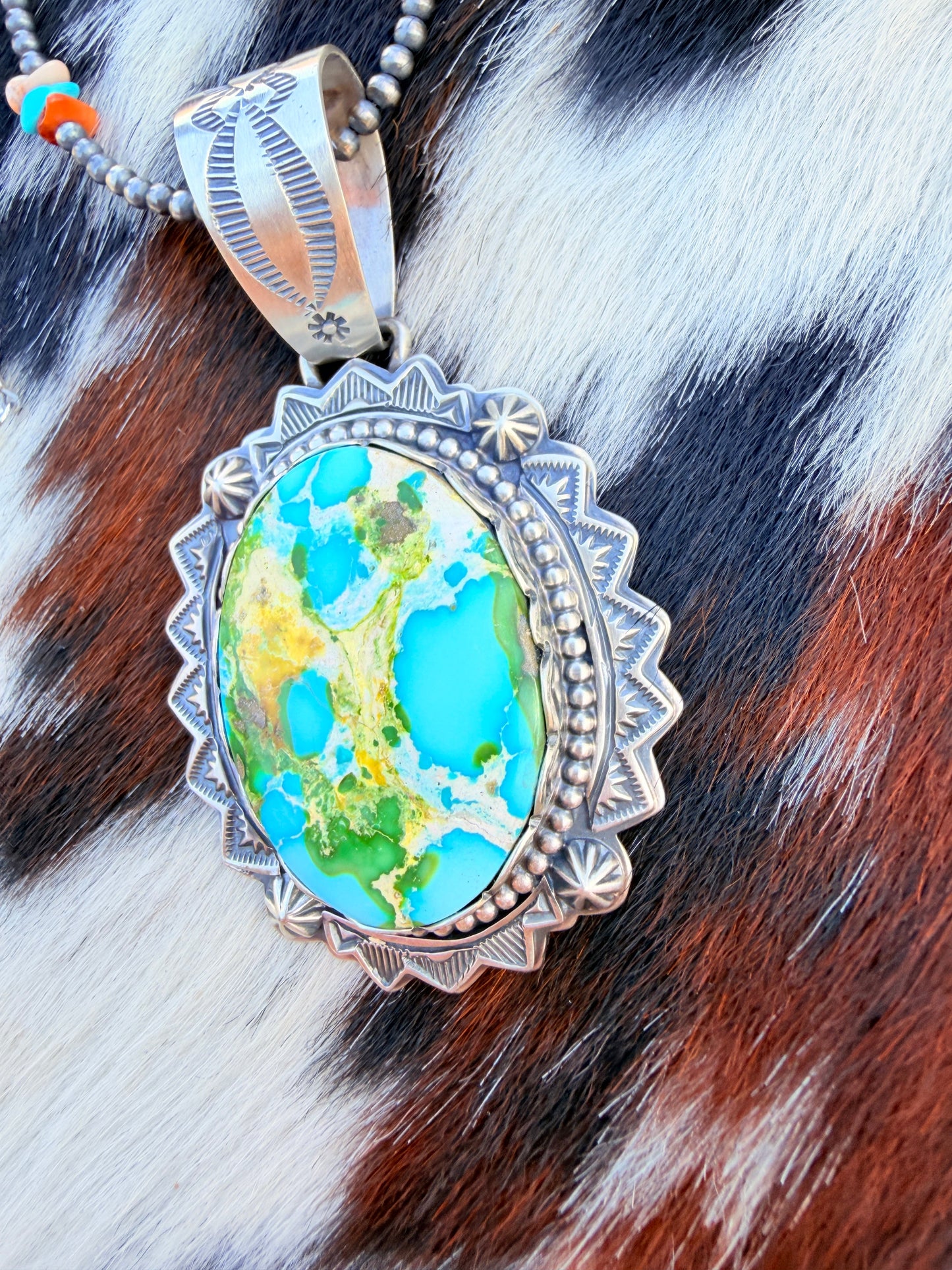 Handcrafted Sterling Silver and Sonoran Mountain Turquoise Pendant by Randy Boyd
